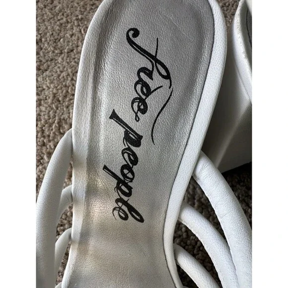 Free People Collette Strappy Heel White Block Sandal Square Toe Size 7 - Picture 5 of 9